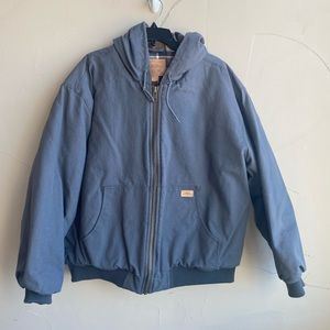 Men’s Heavyweight Gray Hooded Coat Flannel Plaid, 2 inside pockets,  SZ - XL